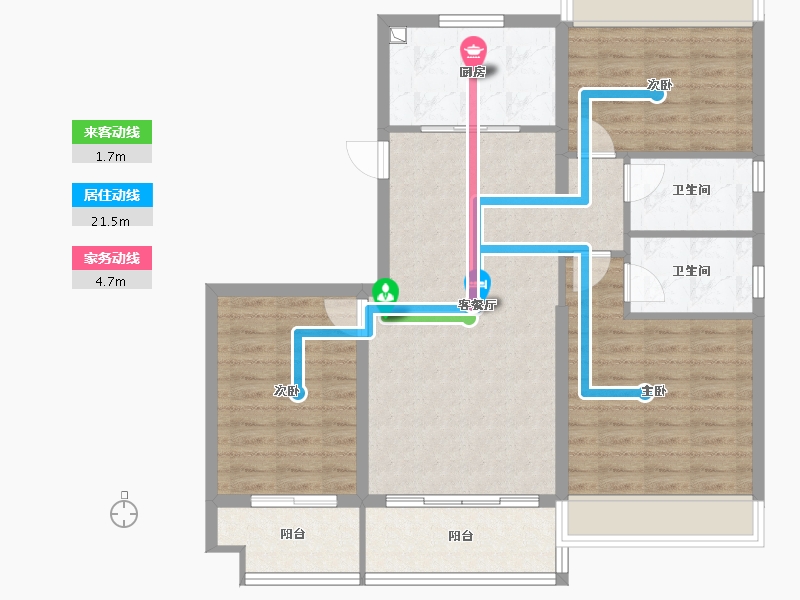 江苏省-扬州市-碧桂园陵江府-95.48-户型库-动静线