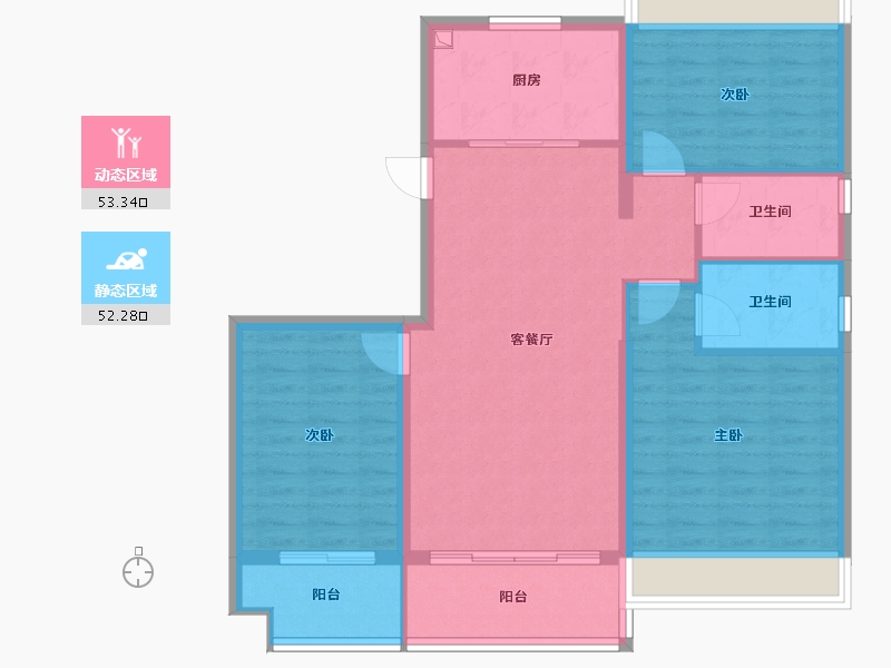 江苏省-扬州市-碧桂园陵江府-95.48-户型库-动静分区