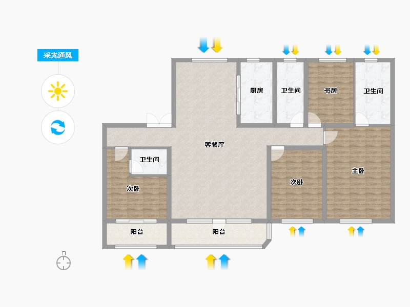 河北省-衡水市-紫瑞园-144.00-户型库-采光通风