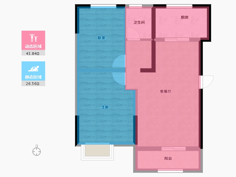 黑龙江省-牡丹江市-碧桂园瑜山盛璟-74.00-户型库-动静分区