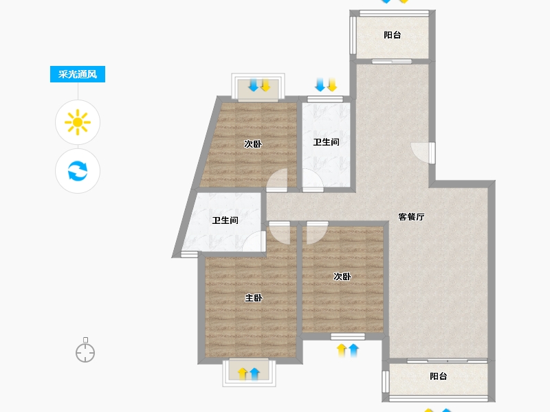 山东省-青岛市-青建天怡景园-C区-105.28-户型库-采光通风