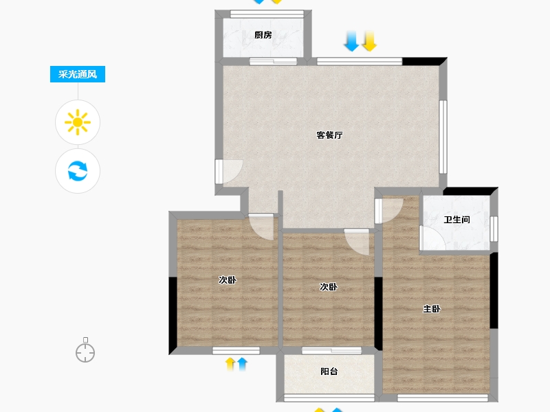 浙江省-宁波市-得力宁河湾-93.51-户型库-采光通风