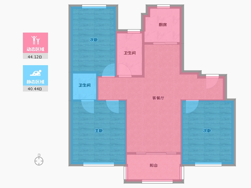 江苏省-南通市-锦绣豪庭-84.00-户型库-动静分区