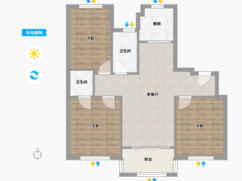 江苏省-南通市-锦绣豪庭-84.00-户型库-采光通风