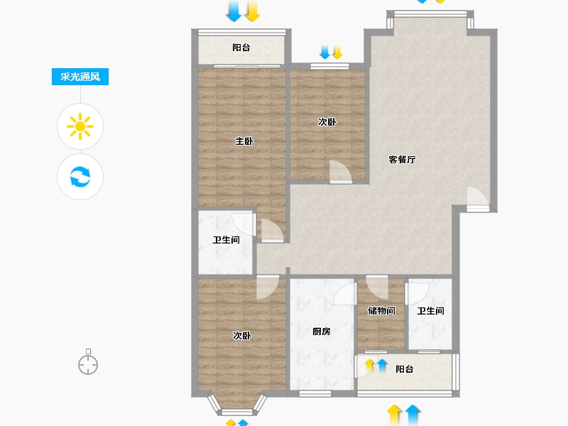 重庆-重庆市-欣光花苑-120.00-户型库-采光通风