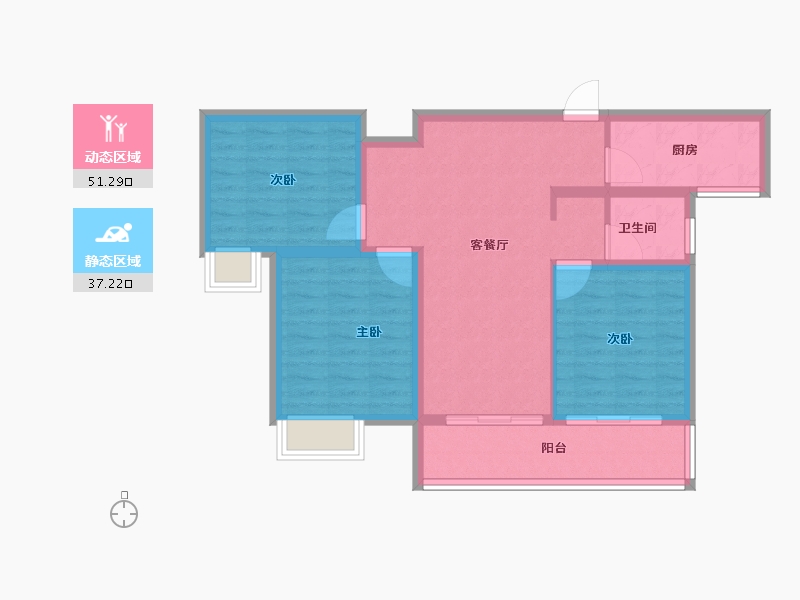 陕西省-铜川市-胜达君悦府-79.13-户型库-动静分区