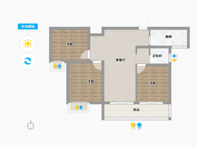 陕西省-铜川市-胜达君悦府-79.13-户型库-采光通风