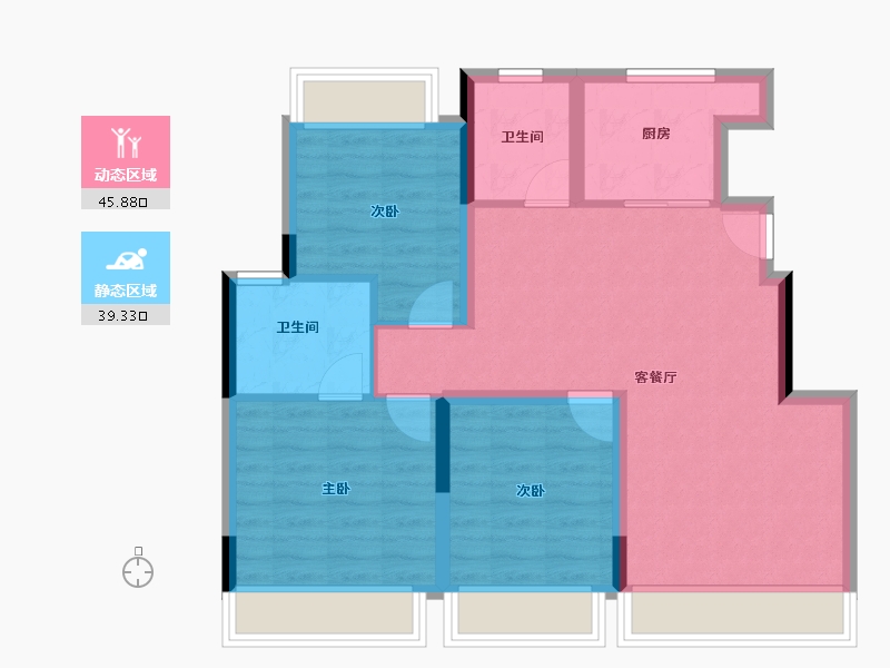 辽宁省-大连市-山海一品-76.00-户型库-动静分区