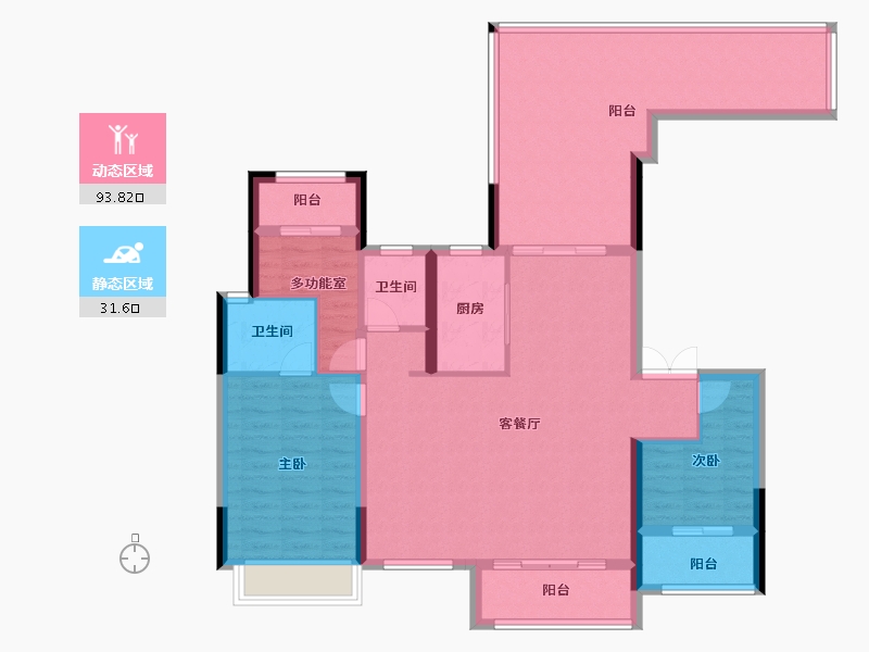 湖南省-长沙市-福天·星河院子-112.80-户型库-动静分区