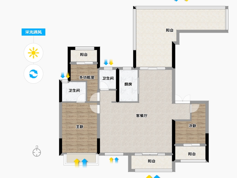 湖南省-长沙市-福天·星河院子-112.80-户型库-采光通风