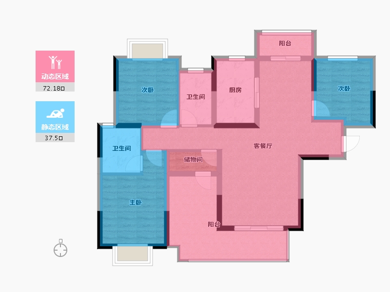 湖南省-长沙市-地铁中建君和城-97.50-户型库-动静分区