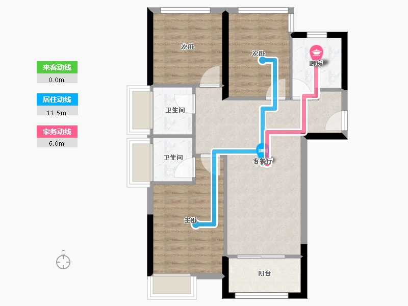 福建省-厦门市-集美发展心厝-70.40-户型库-动静线