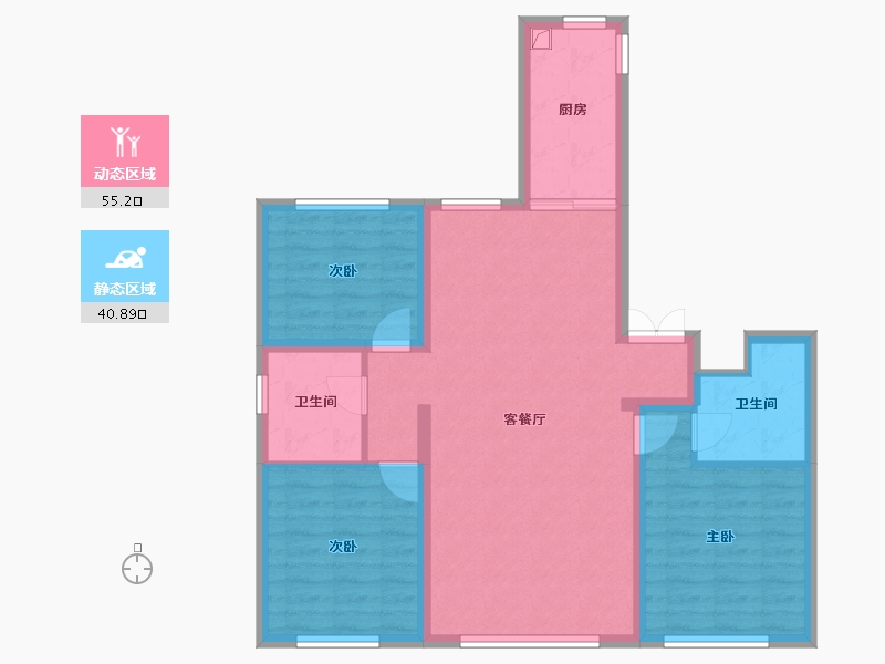 内蒙古自治区-乌兰察布市-锦泰榕城-98.00-户型库-动静分区