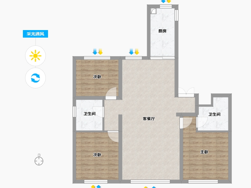 内蒙古自治区-乌兰察布市-锦泰榕城-98.00-户型库-采光通风