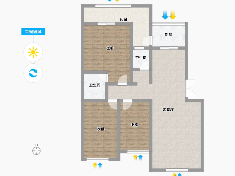 云南省-文山壮族苗族自治州-聚锦苑小区-116.00-户型库-采光通风