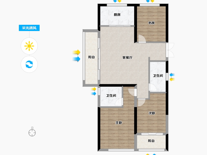 浙江省-杭州市-宁巢美地公寓五区（人才共有产权）-92.00-户型库-采光通风