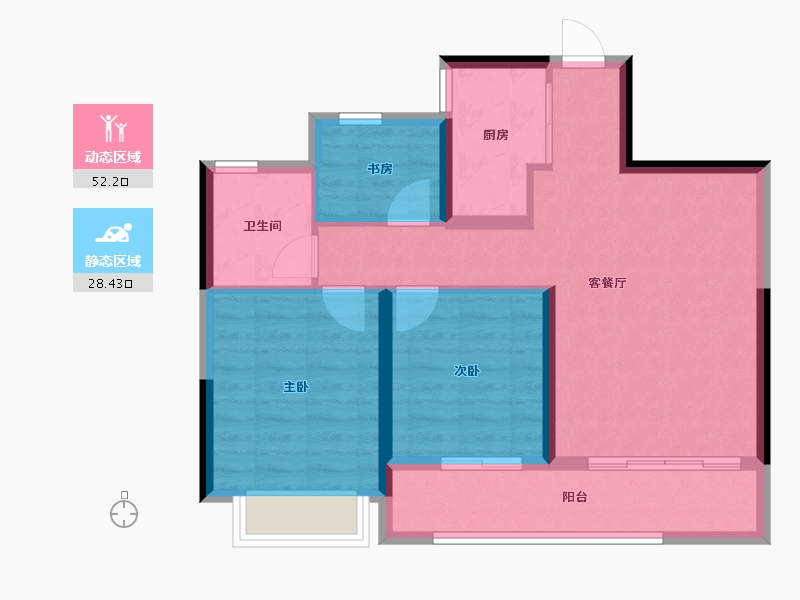 浙江省-杭州市-宁巢美地公寓五区（人才共有产权）-72.00-户型库-动静分区