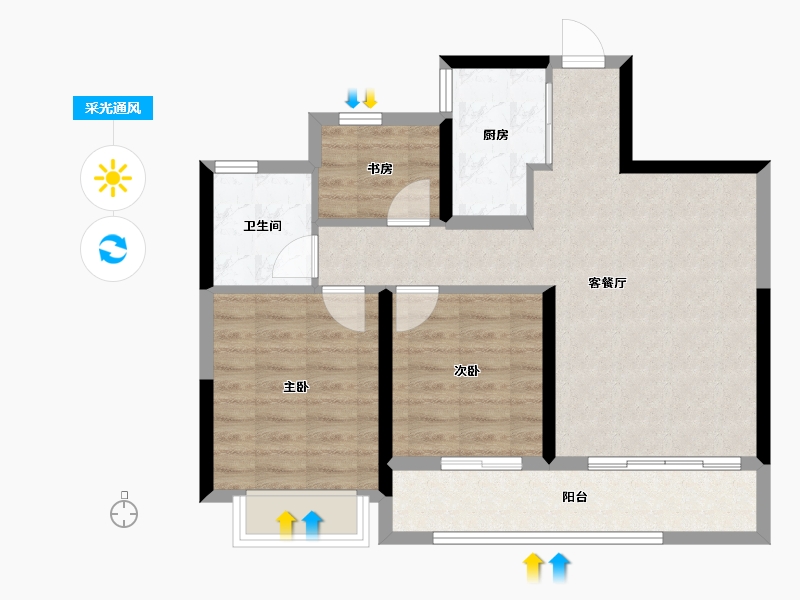 浙江省-杭州市-宁巢美地公寓五区（人才共有产权）-72.00-户型库-采光通风