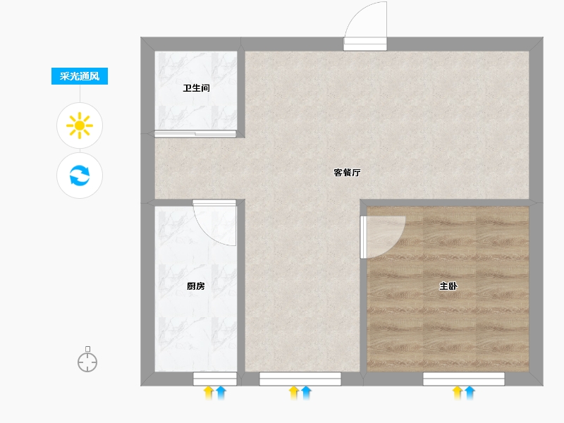 黑龙江省-大庆市-欣华里-39.55-户型库-采光通风