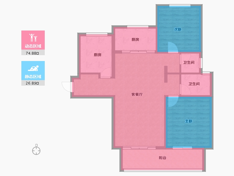 陕西省-铜川市-胜达君悦府-91.20-户型库-动静分区