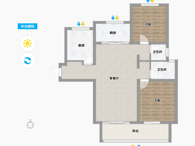 陕西省-铜川市-胜达君悦府-91.20-户型库-采光通风