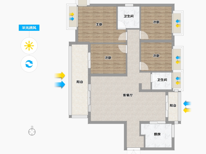 湖南省-岳阳市-未央府-112.00-户型库-采光通风