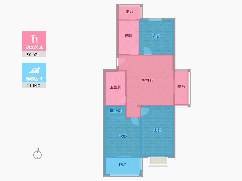 天津-天津市-津沽名园-86.02-户型库-动静分区