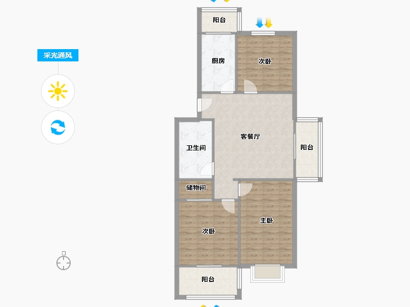 天津-天津市-津沽名园-86.02-户型库-采光通风