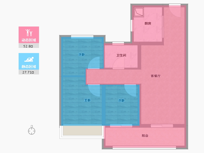 河南省-郑州市-碧桂园西流湖名城二号院-71.20-户型库-动静分区