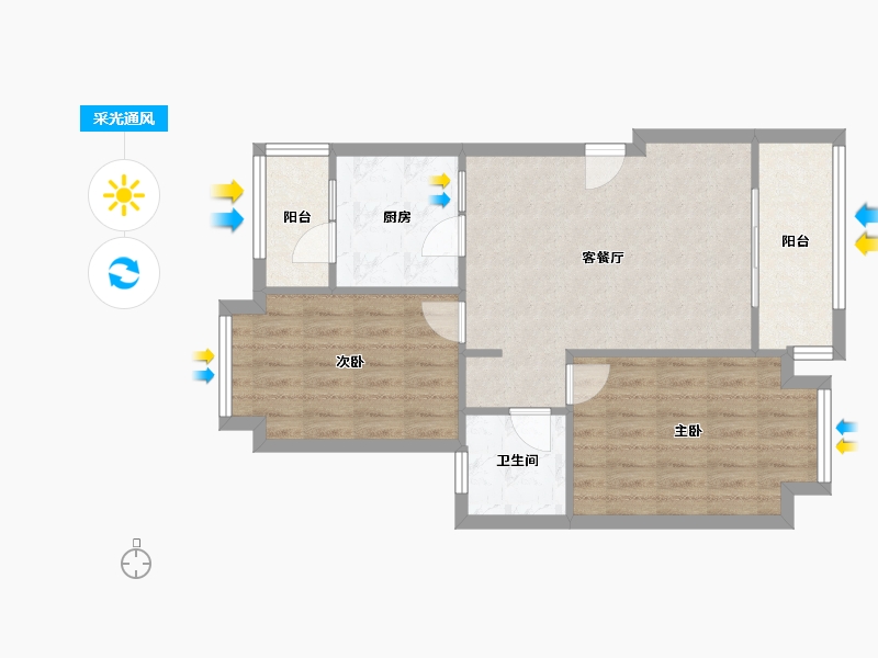 四川省-成都市-东山国际新城-B区-64.65-户型库-采光通风