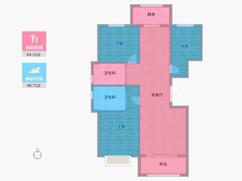 新疆维吾尔自治区-乌鲁木齐市-中豪润园-111.60-户型库-动静分区