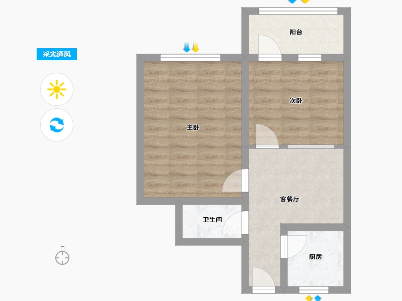 江苏省-镇江市-江滨新村-44.80-户型库-采光通风