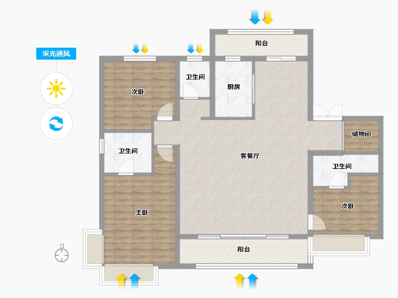 河北省-石家庄市-华远昆仑赋-132.00-户型库-采光通风