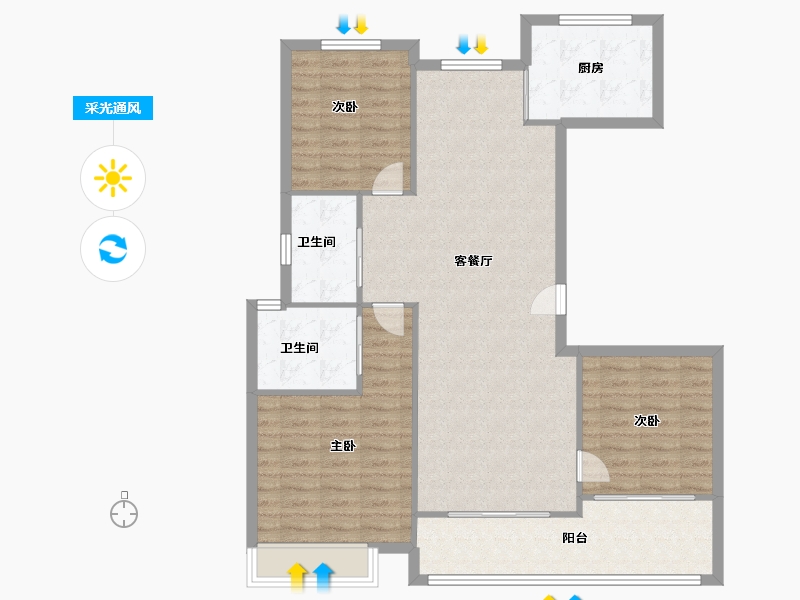 浙江省-台州市-日山春晓-106.40-户型库-采光通风