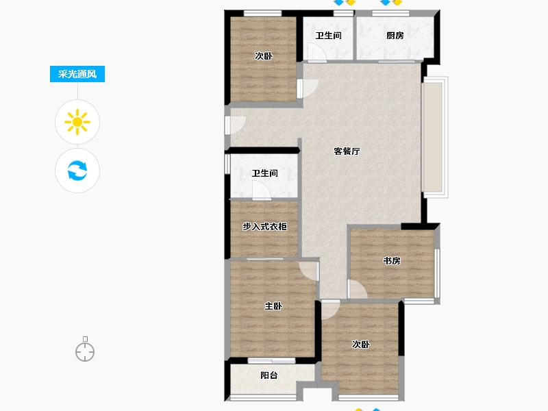 福建省-泉州市-融创晋江印-107.20-户型库-采光通风