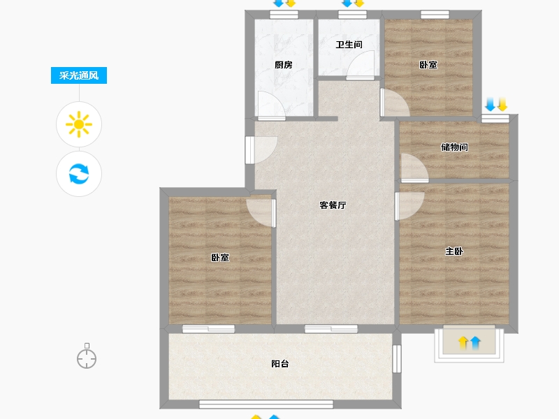 安徽省-马鞍山市-亚东印山府-80.40-户型库-采光通风