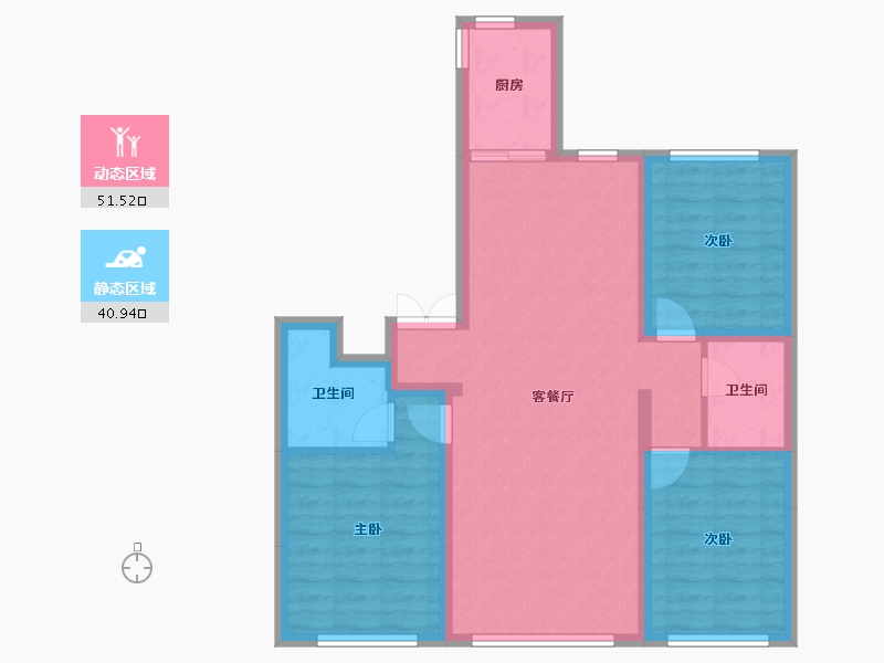 内蒙古自治区-乌兰察布市-锦泰榕城-98.22-户型库-动静分区