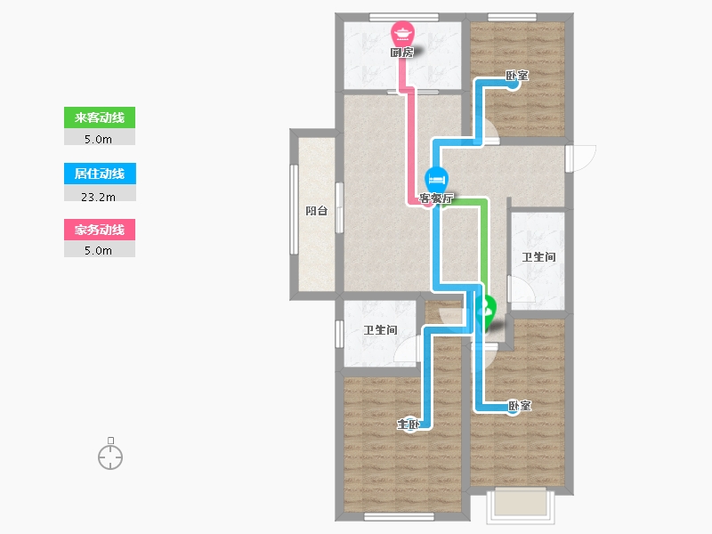 浙江省-杭州市-宁巢美地公寓五区-77.60-户型库-动静线