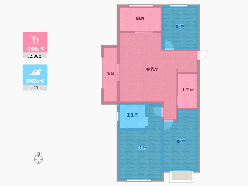 浙江省-杭州市-宁巢美地公寓五区-77.60-户型库-动静分区