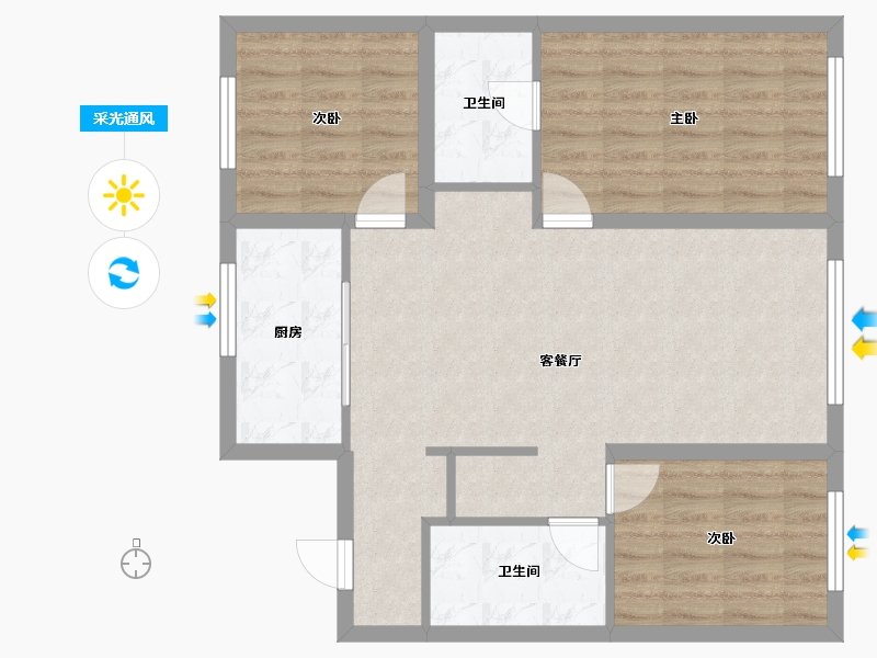 辽宁省-抚顺市-铂悦府-80.30-户型库-采光通风