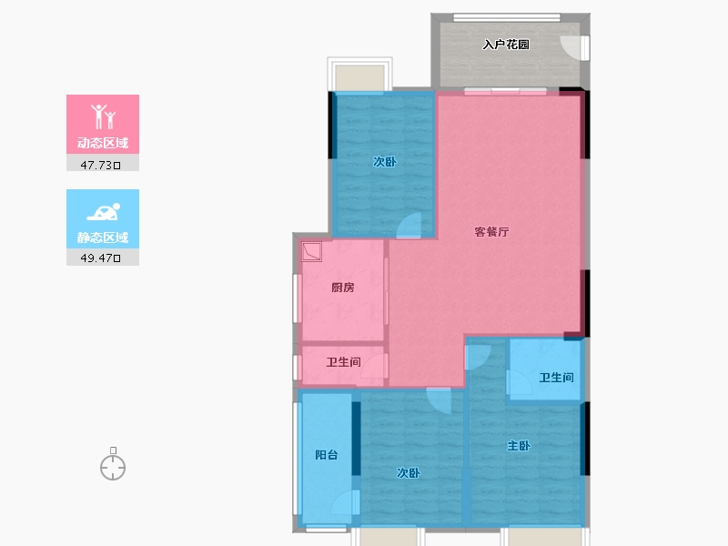 广东省-揭阳市-玉湖雅苑-96.05-户型库-动静分区