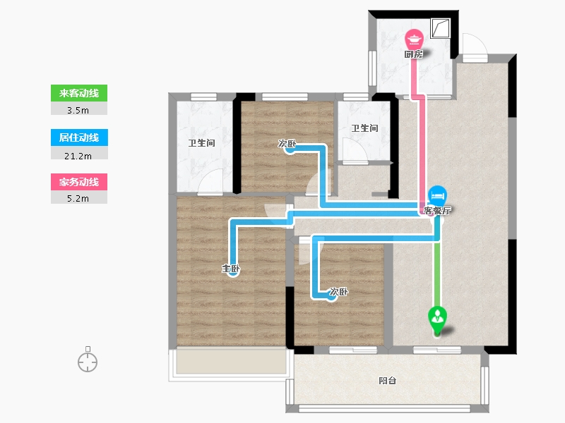 安徽省-亳州市-名邦鲲鹏天境-88.80-户型库-动静线