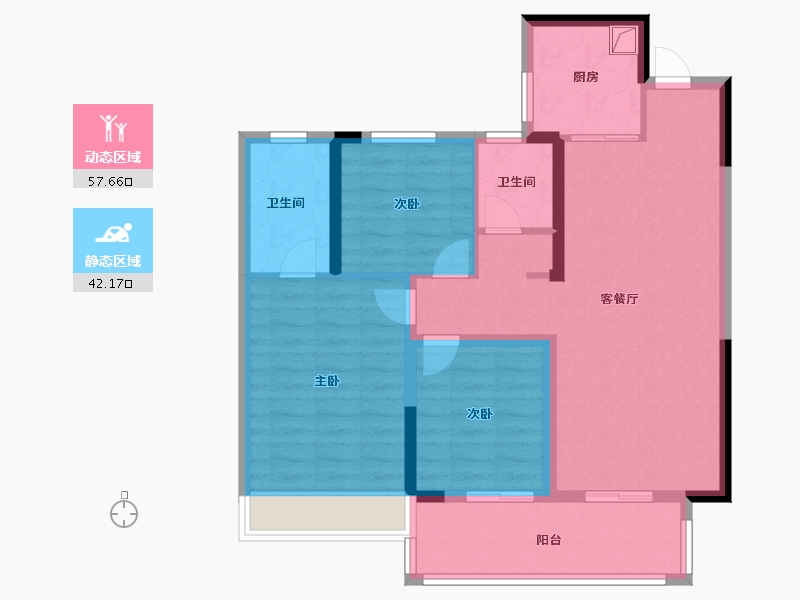 安徽省-亳州市-名邦鲲鹏天境-88.80-户型库-动静分区