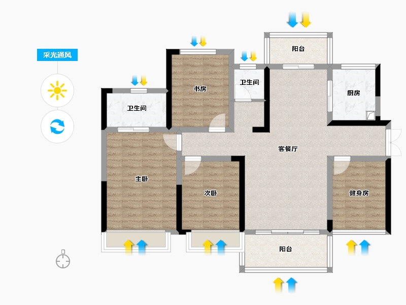 湖南省-怀化市-会同滨江国际城-104.00-户型库-采光通风