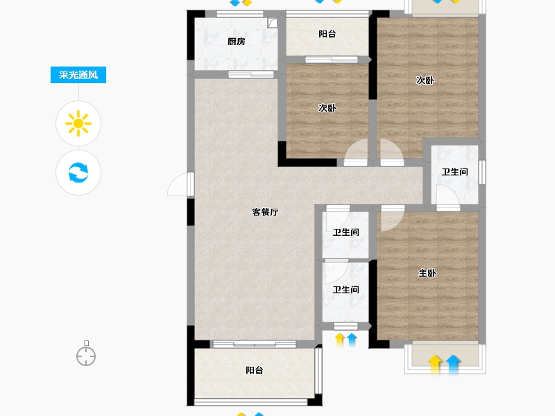 湖南省-益阳市-秀峰御龙湾-115.20-户型库-采光通风