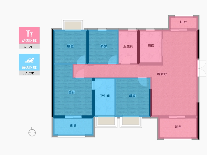 湖南省-益阳市-宝基清晏-114.65-户型库-动静分区