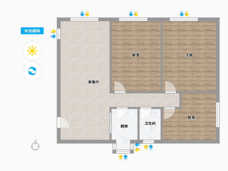 湖北省-武汉市-电信小区(赫山路)-97.00-户型库-采光通风