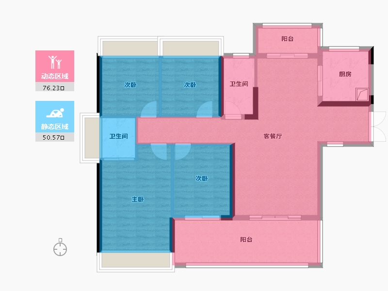 湖南省-邵阳市-隆回乾道北宸府-118.59-户型库-动静分区