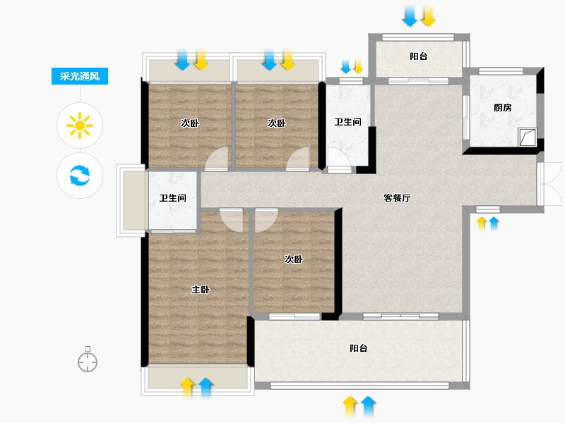 湖南省-邵阳市-隆回乾道北宸府-118.59-户型库-采光通风