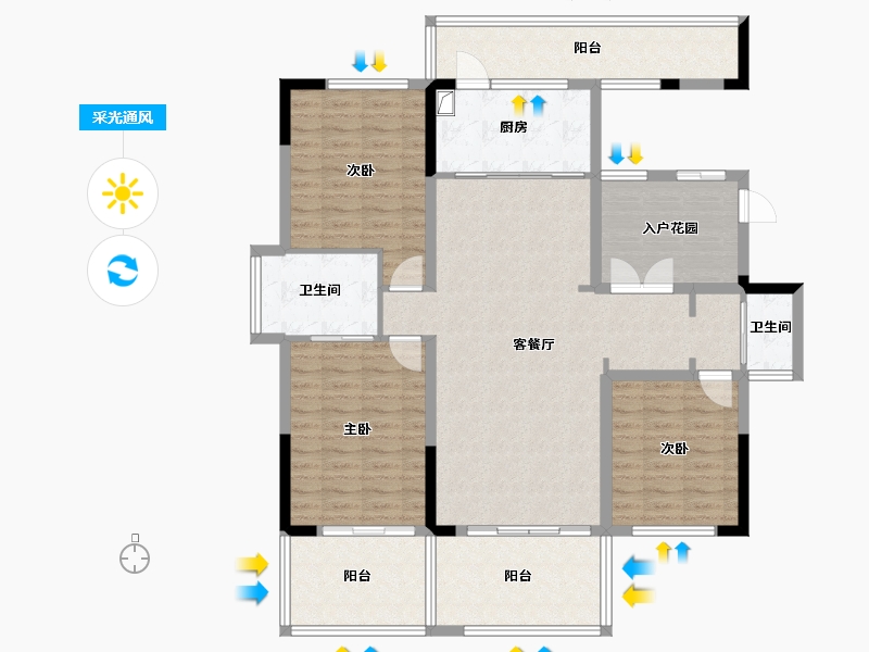 湖北省-十堰市-宾府6-105.60-户型库-采光通风